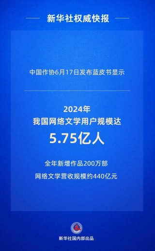 中國(guó)網(wǎng)絡(luò)文學(xué)用戶規(guī)模達(dá)5.75億人，“00后”讀者占比近25%