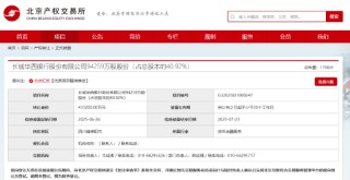 長城華西銀行40.92%股權(quán)被掛牌轉(zhuǎn)讓，掛牌價格為人民幣43.32億元