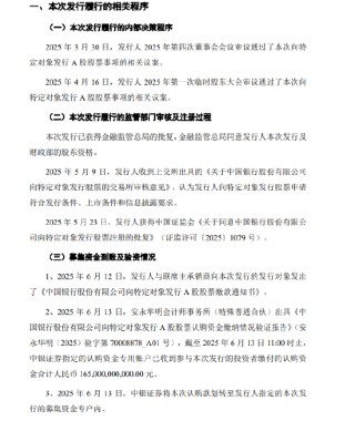 中國銀行完成定向增發(fā)股票發(fā)行