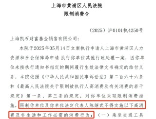 突發(fā)！凱石基金董事長陳繼武被下達限制消費令！
