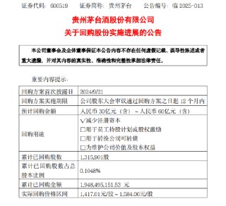 貴州茅臺(tái)：公司已著手起草新一輪回購股份方案