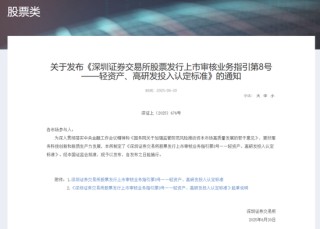 深交所最新明確！事關(guān)創(chuàng)業(yè)板“輕資產(chǎn)、高研發(fā)投入”認定標準
