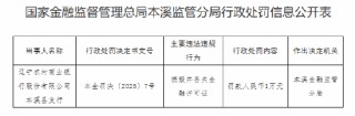 遼寧農(nóng)商銀行本溪縣支行被罰1萬元：損毀并丟失金融許可證