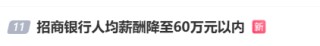 又降薪了！#招商銀行人均薪酬降至60萬元以內(nèi)#上熱搜