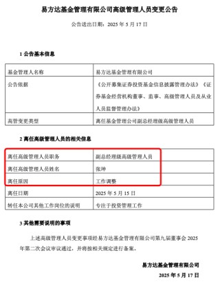 張坤也卸任副總，易方達(dá)三劍客均已卸任高管，公募正告別績而優(yōu)則仕