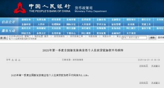 央行：2025年第一季度全國新發(fā)放商業(yè)性個(gè)人住房貸款加權(quán)平均利率為3.11%
