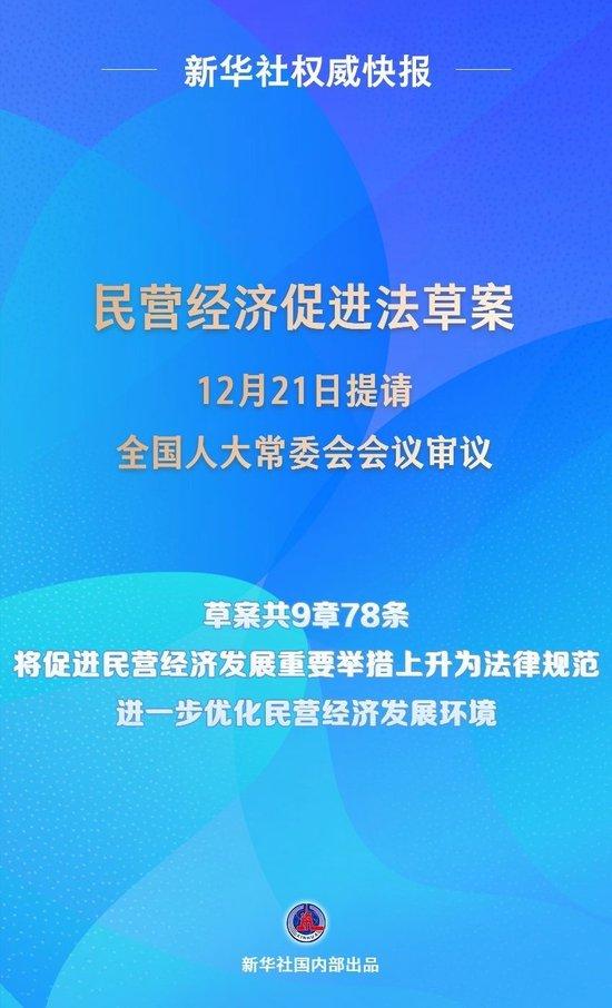 民營(yíng)經(jīng)濟(jì)促進(jìn)法草案提請(qǐng)全國(guó)人大常委會(huì)會(huì)議審議  第1張