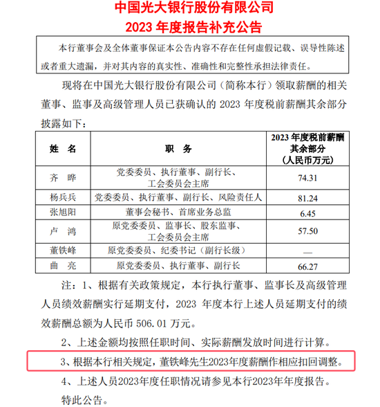 銀行高管紛紛補(bǔ)發(fā)2023年工資 平安銀行一副行長(zhǎng)最多補(bǔ)了270萬  第4張