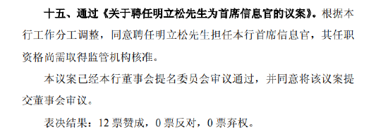 北京銀行：同意聘任明立松為首席信息官  第1張