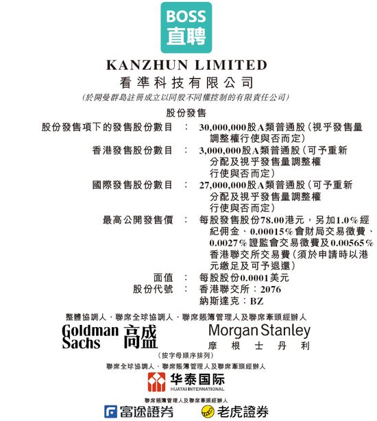 BOSS直聘招股，擬融資最高23.4億，三年前香港上市未募資  第1張