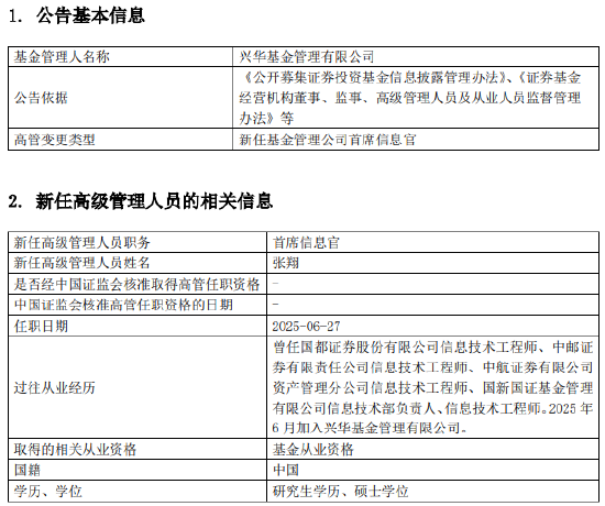 興華基金新任張翔為首席信息官 個人系公募規(guī)?？s水困局如何破解？  第1張